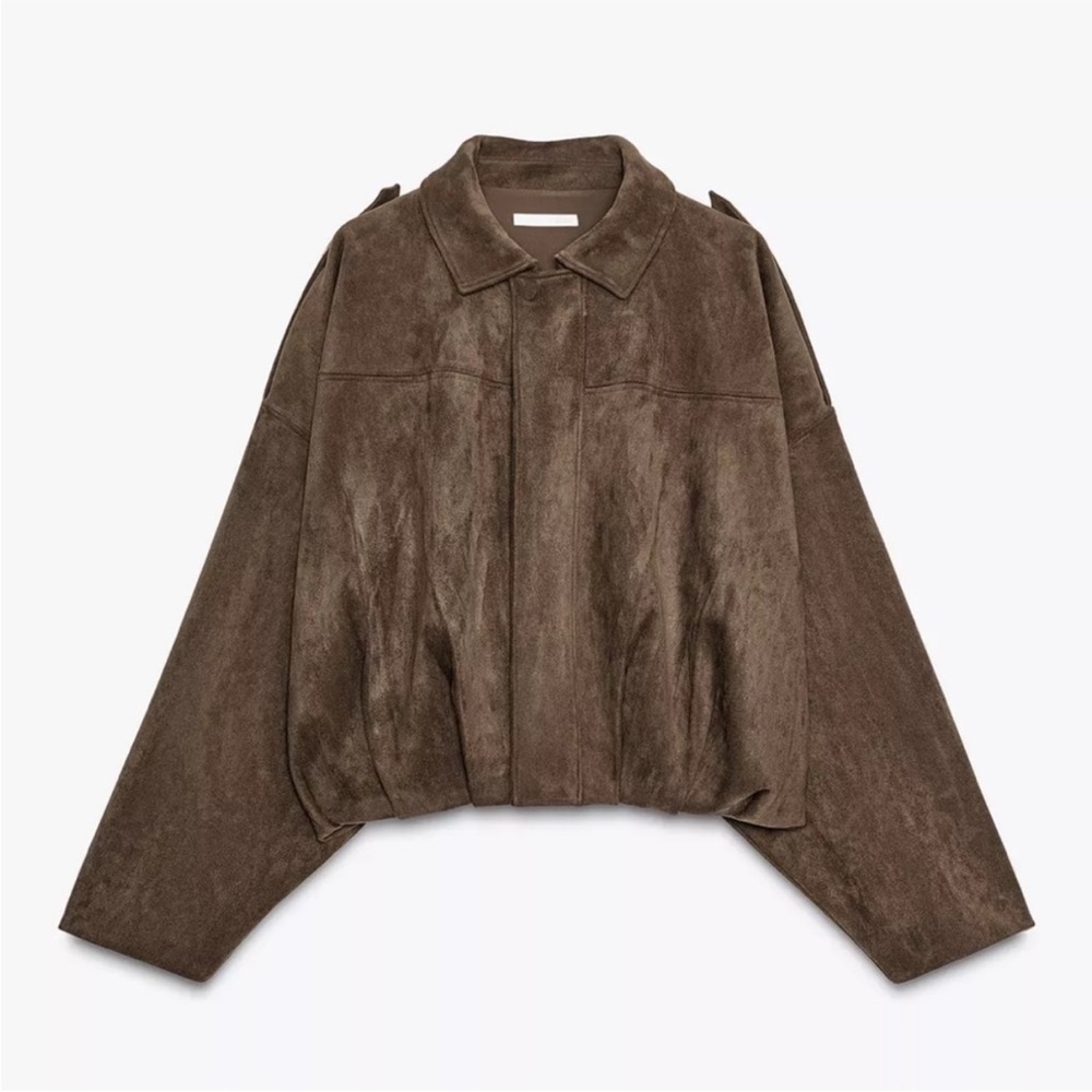 Zara Suede Effect Bomber Jacket - Picture 2 of 3